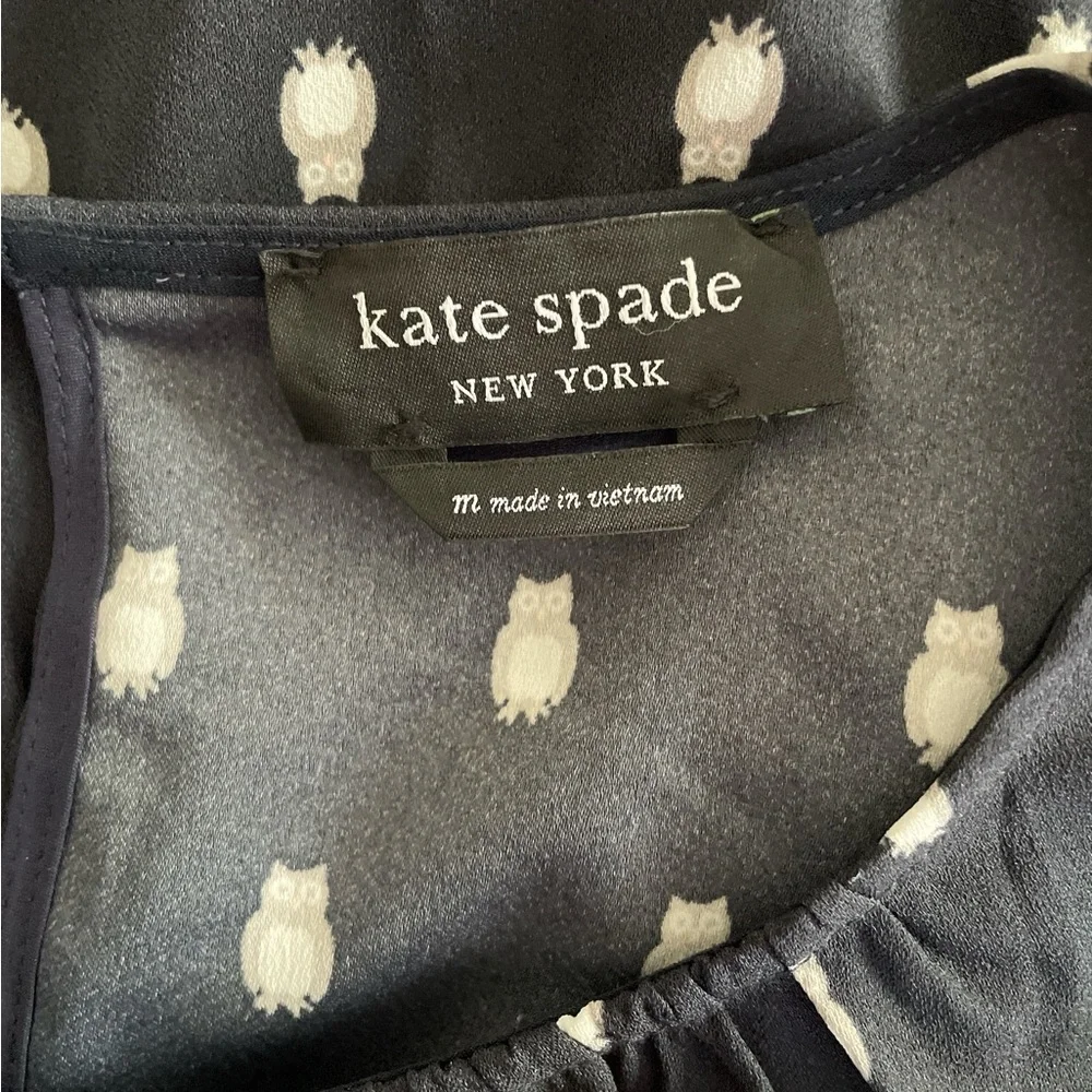 Kate Spade Hoot Night Owl Blaze Blue Shift Dress w/ Tie Waist Detail Size M